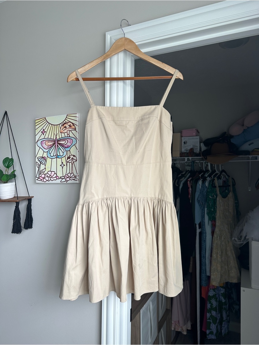 Abercrombie & Fitch Beige/Tan Spaghetti Strap Mini Dress